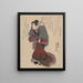 Vrouw met een samoerai-armor Surimono - Utagawa Kunisada Toyokuni III — ingelijst kunstwerk aan de muur