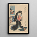 a woman holding a baby - Utagawa Kunisada Toyokuni III — framed artwork on a wall