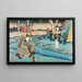 Sawamura Chjr V en Hayano Kanpei en Ichikawa Kuz II en Ono Sadakur in de scène vijf van het schilderij Kanadehon Chshingura - Utagawa Kuniyoshi — ingelijst kunstwerk aan de muur
