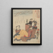 van een zittende vrouw met een zwarte theepot op de achtergrond - Utagawa Kuniyoshi — ingelijst kunstwerk aan de muur