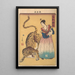 Female Dutch painting with leopard from the series Bird and Animal Images Chj zue - Utagawa Yoshimori — framed artwork on a wall