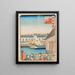 Landschap aan de kust in Osaka - Utagawa Yoshitaki — ingelijst kunstwerk aan de muur
