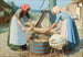 En door boeren die op de boerderijplein wassen - Valdemar Magaard — weergave van het kunstwerk