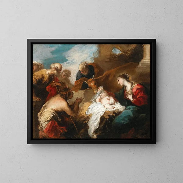 Aanbidding der herders - Valerio Castello — ingelijst kunstwerk aan de muur