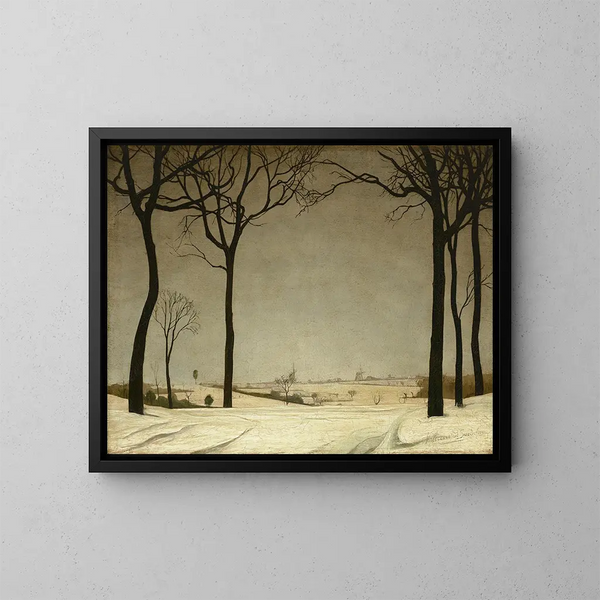 A snowy landscape at Tiegem - Valerius De Saedeleer — framed artwork on a wall