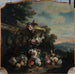 Bloemen- en fruitenvase in een landschap - Flix Boutreux — gepresenteerd in een interieur