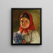van een meisje met een boeket lila - Vasili Timofeevich Timofeev — ingelijst kunstwerk aan de muur