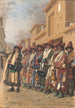 Koord van derwijnen die aalmoezen vragen in Tasjkent - Vasily Vereshchagin — weergave van het kunstwerk