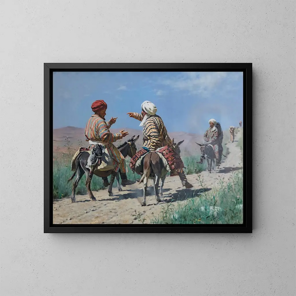 Mollahs die naar de bazar gaan - Vasily Vereshchagin — ingelijst kunstwerk aan de muur