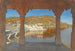 van het Rajnagar marmeren dam schilderij, versierd met bas-reliëfs op een meer in Udaipur - Vasily Vereshchagin — weergave van het kunstwerk