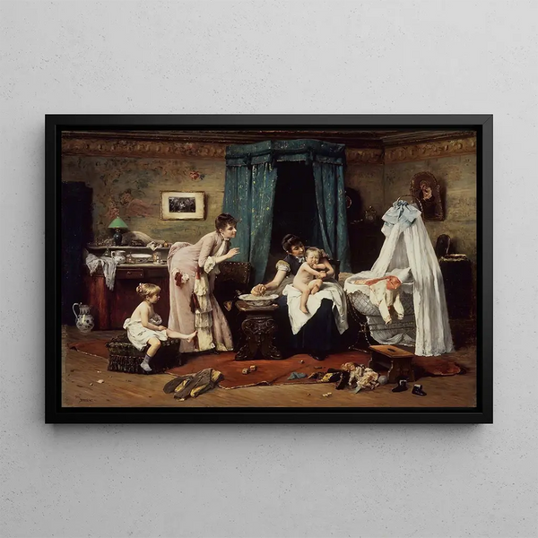 Toilette des enfants - Václav Brožík — framed artwork on a wall