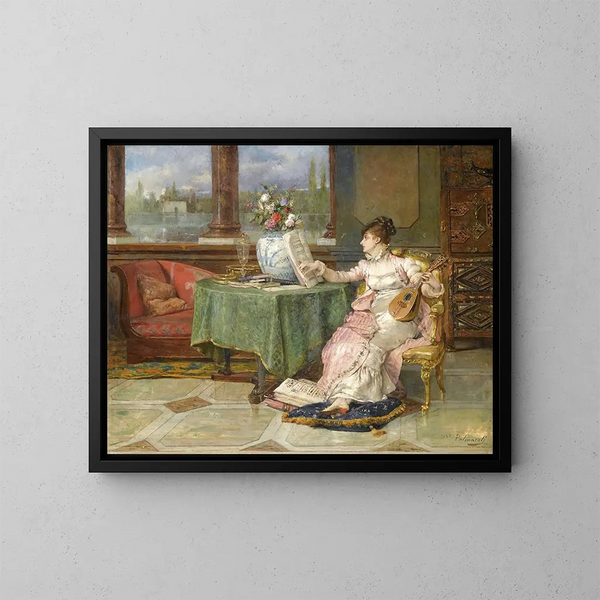 La sonate - Vicente Palmaroli y González — framed artwork on a wall