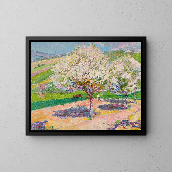Trees in Bloom in the Meadow - Victor Charreton — framed artwork on a wall