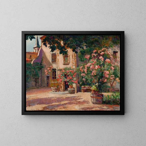 French Interior Cour Painting - Victor Charreton — framed artwork on a wall