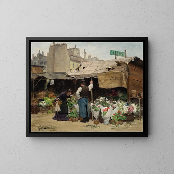 At the flower market - Victor Gabriel Gilbert — framed artwork on a wall