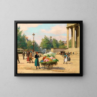 Victor Gabriel Gilbert - Flower Vendor Before The Madeleine Church Paris.webp