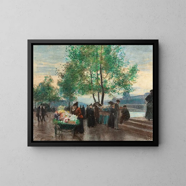 Marchands au bord de la Seine, Paris - Victor Gabriel Gilbert — framed artwork on a wall