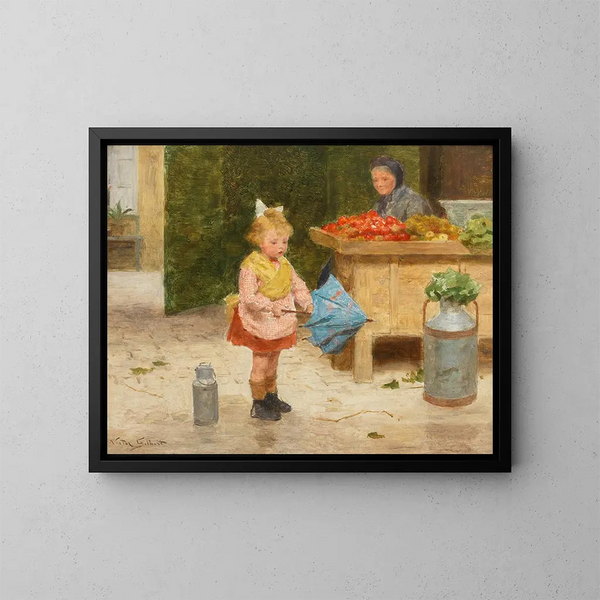 His First Umbrella - Victor Gabriel Gilbert — framed artwork on a wall