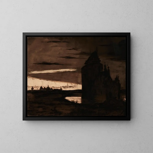 Manor Flemish at Twilight - Victor Hugo — framed artwork on a wall