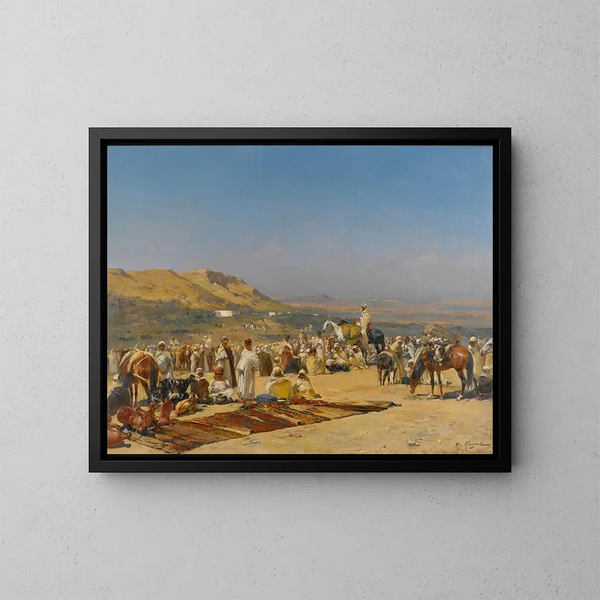 Marché dans le désert - Victor Huguet — framed artwork on a wall