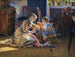 van het zonlicht in de woonkamer, de vrouw en het kind van de kunstenaar - Viggo Pedersen — weergave van het kunstwerk