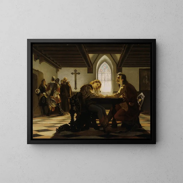 Péter Zrínyi en Kristóf Frangepán in de gevangenis in Wiener Neustadt - Viktor Madarász — ingelijst kunstwerk aan de muur