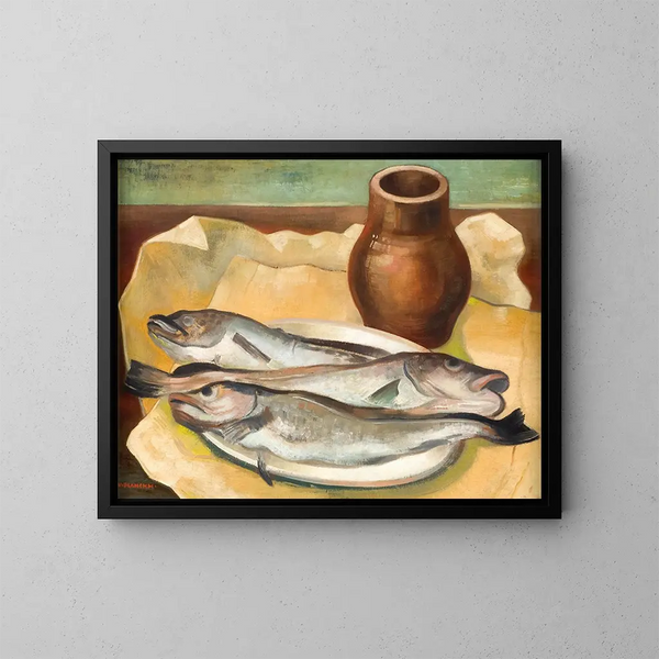 Still life with fish - Viktor Planckh — framed artwork on a wall