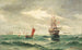 Marine schilderij met schepen voor de kuststad - Vilhelm Bille — weergave van het kunstwerk