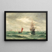 Marine schilderij met schepen voor de kuststad - Vilhelm Bille — ingelijst kunstwerk aan de muur