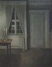 binnen met twee kaarsen - Vilhelm Hammershøi — weergave van het kunstwerk