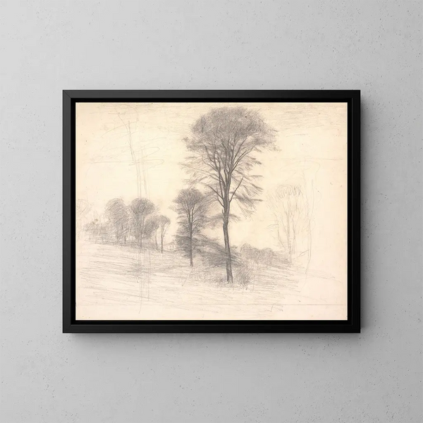 Landschap met verspreide bomen bij Ryet nabij Farum - Vilhelm Hammershøi — ingelijst kunstwerk aan de muur