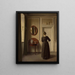 Binnenhuis schilderij met een ovale spiegel - Vilhelm Hammershøi — ingelijst kunstwerk aan de muur