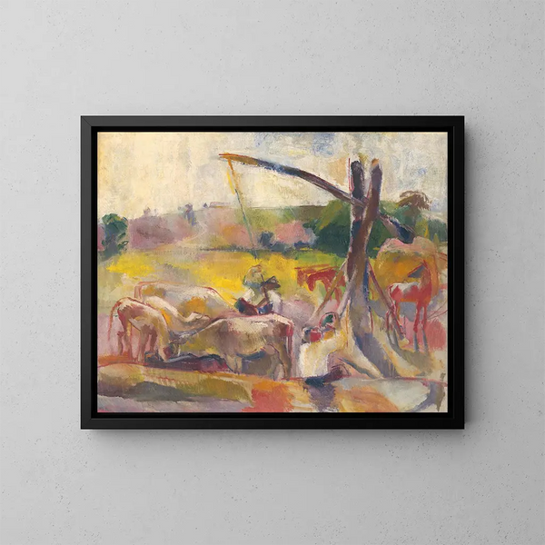 The Blood of the Night - Vilmos Aba-Novák — framed artwork on a wall