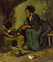 Landelijke schilderij met kokend vuur - Vincent van Gogh — weergave van het kunstwerk