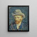 Zelfportret met grijze wollen hoed - Vincent van Gogh — ingelijst kunstwerk aan de muur