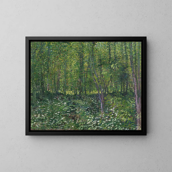 Bomen en onderbos - Vincent van Gogh — ingelijst kunstwerk aan de muur