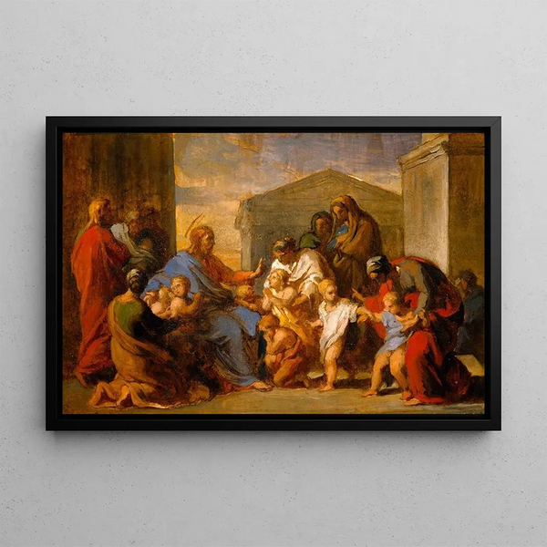 The Christ blessing the children - Vincenzo Camuccini — framed artwork on a wall