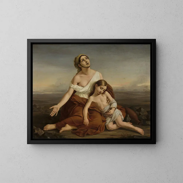 Hagar dans le désert - Vincenzo Camuccini — framed artwork on a wall
