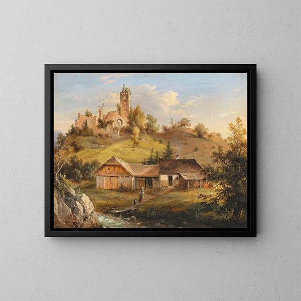 View of the ruins of Sturmberg Castle in Naas near Weiz in Styria - Vinzenz Kreuzer — framed artwork on a wall