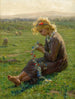Meisje met bloemenkrans - Virginie Demont - Breton — weergave van het kunstwerk