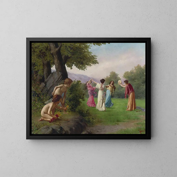 Spionerend op hun doel - Vittorio Reggianini — ingelijst kunstwerk aan de muur