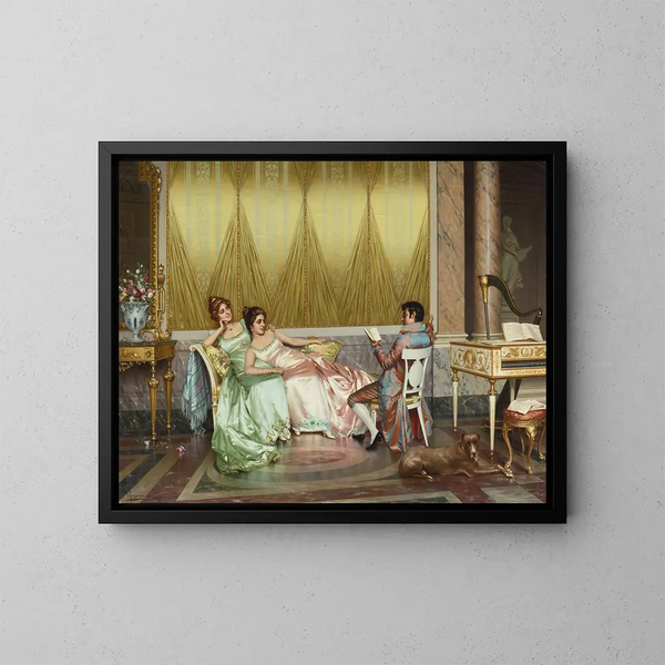 La lecture de poésie - Vittorio Reggianini — ingelijst kunstwerk aan de muur