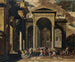 Een fantasie van de buitenkant van een verfijnd paleis met Sint Petrus die de kreupelen geneest - Viviano Codazzi — weergave van het kunstwerk
