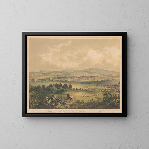 View of Košice - Vojtech Klimkovič — framed artwork on a wall