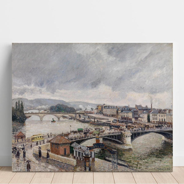 Reproductie van het schilderij Uitzicht op de grote brug, Rouen, Regen - Camille Pissarro