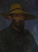 Zelfportret met strohoed - Władysław Ślewiński — weergave van het kunstwerk