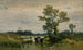 Koeien die de rivier oversteken - Walery Brochocki — weergave van het kunstwerk