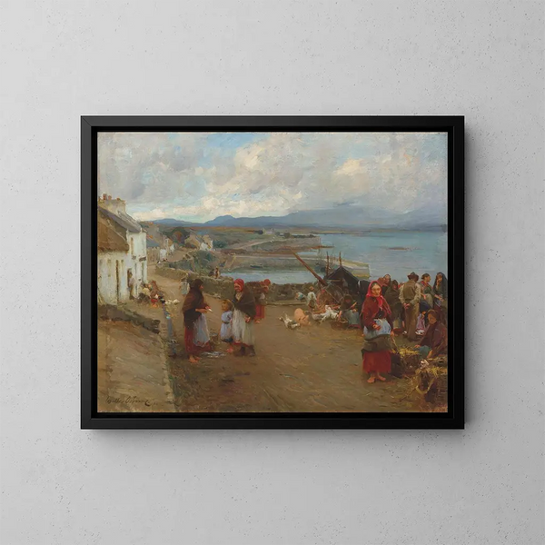 La vie à Connemara un jour de marché - Walter Frederick Osborne — framed artwork on a wall