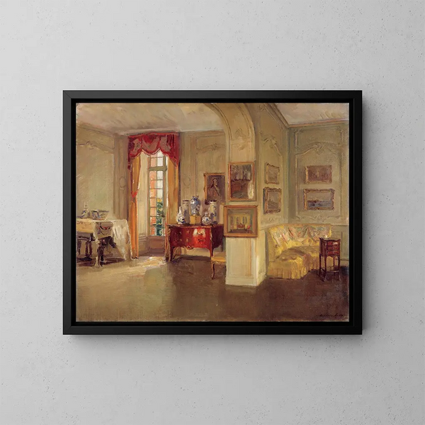 Interior painting of the Brau Castle - Walter Gay — framed artwork on a wall