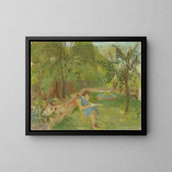 Girl in the Garden - Walter Kurt Wiemken — framed artwork on a wall